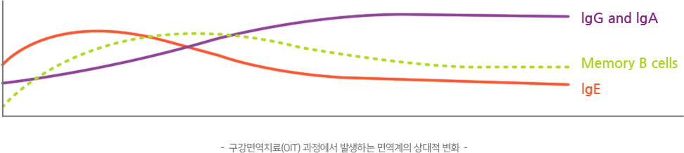 구강면역치료(OIT) 과정에서 발생하는 면역계의 상대적 변화